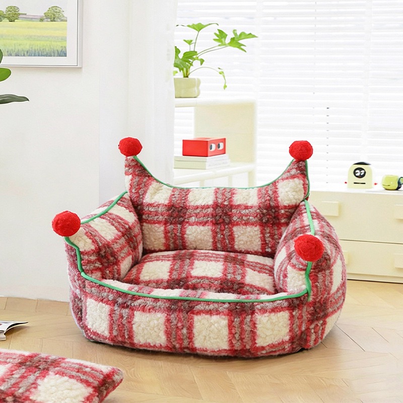 Ultra Soft Flannel Pet Lounge Sofa, Luxury Warm Nest Bed For Cats & Small Dogs
