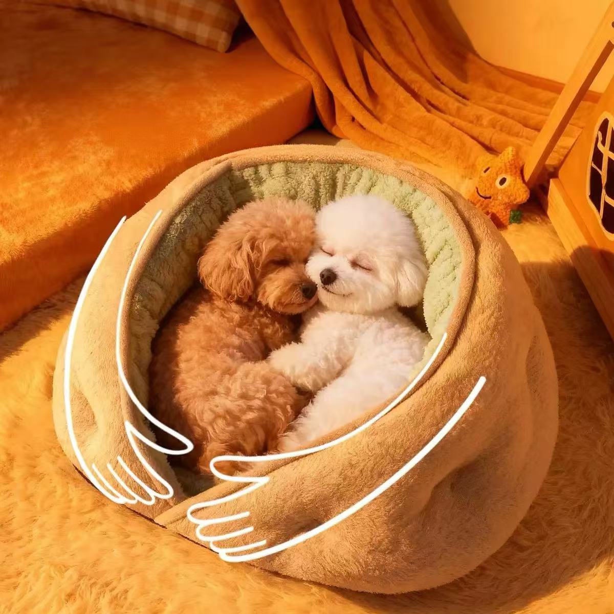 Semi-enclosed cat bed