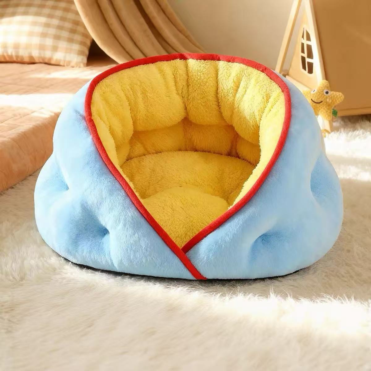 Semi-enclosed cat bed