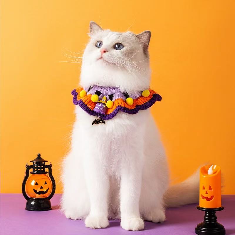 Cat-Halloween Pumpkin Knitted Collar