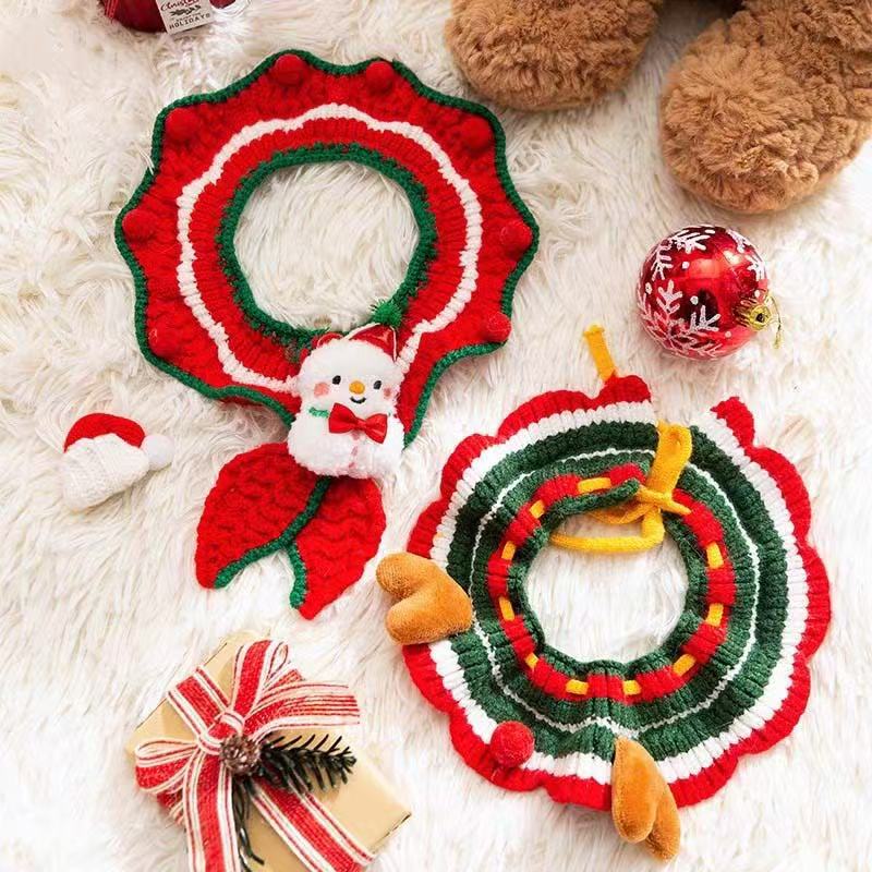 Christmas Snowman Pet Knitted Collar