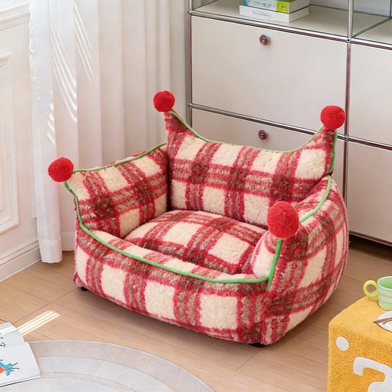 Ultra Soft Flannel Pet Lounge Sofa, Luxury Warm Nest Bed For Cats & Small Dogs