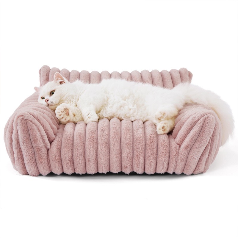 Warm Deep Sleep Pet Couch, 3-Sided Support Washable Anti-Anxiety Cat Dog Bed