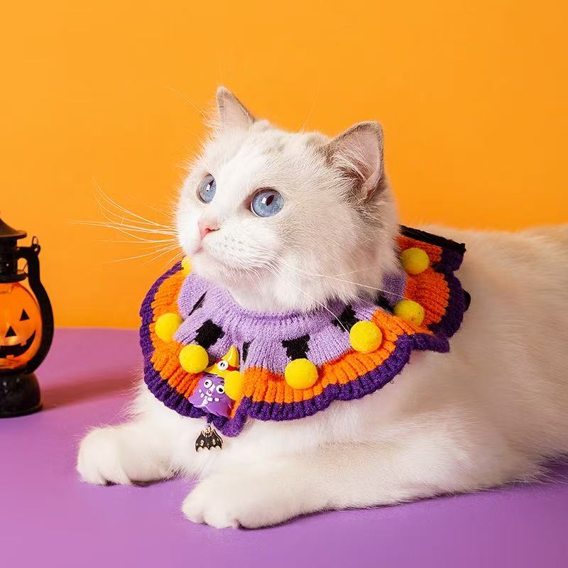 Cat-Halloween Pumpkin Knitted Collar