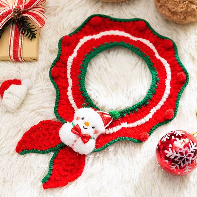 Christmas Snowman Pet Knitted Collar