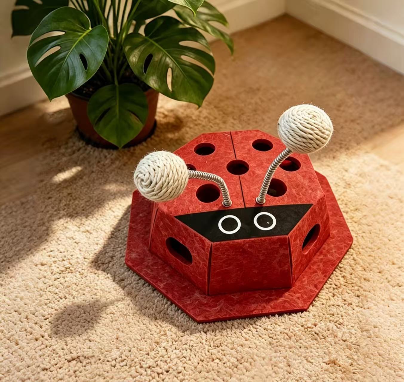 Educational Spring Toy Box — Seven-Spotted Ladybug (Cat Toy)