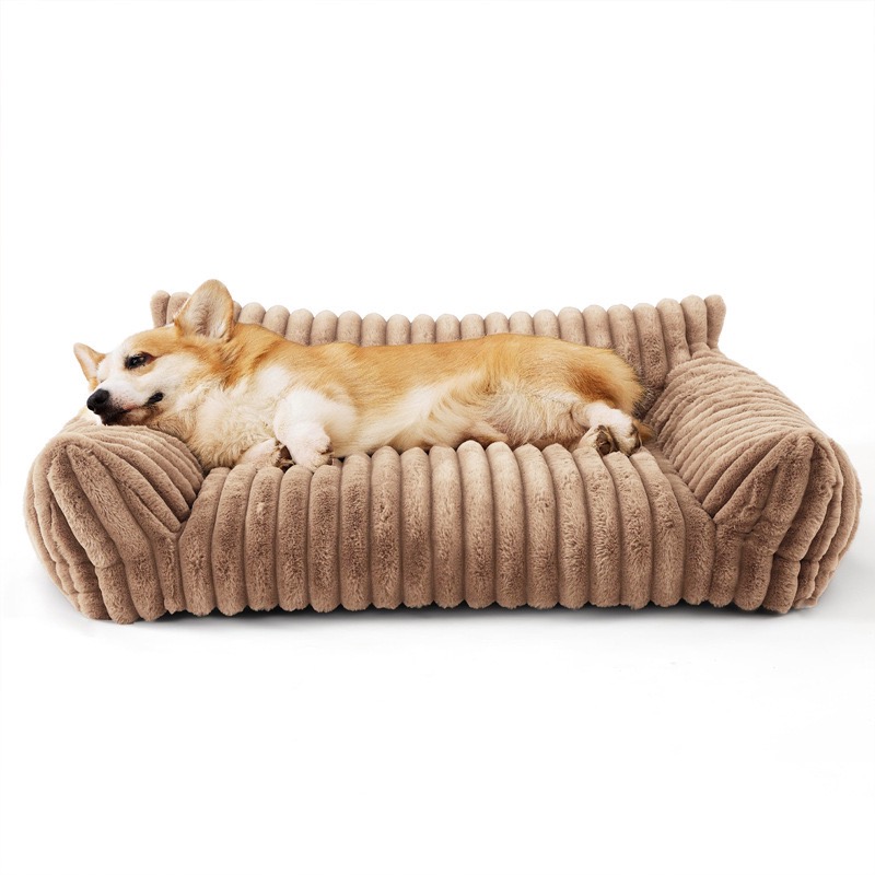 Warm Deep Sleep Pet Couch, 3-Sided Support Washable Anti-Anxiety Cat Dog Bed