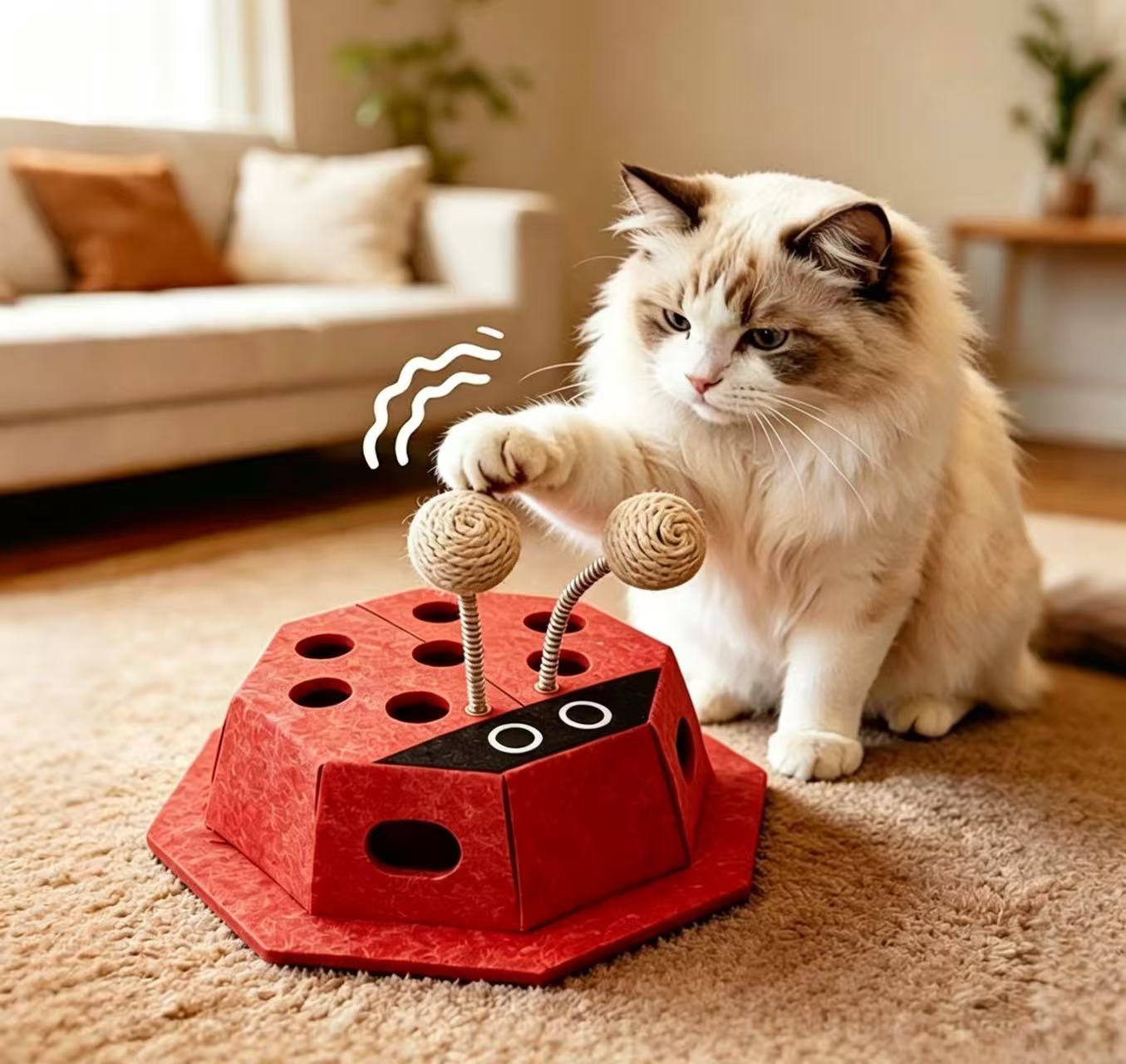 Educational Spring Toy Box — Seven-Spotted Ladybug (Cat Toy)