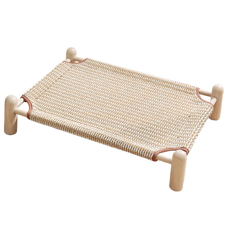 Elevated Wooden Pet Bed, Summer Cooling Breathable Cat & Dog Hammock Bed