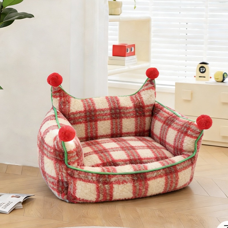 Ultra Soft Flannel Pet Lounge Sofa, Luxury Warm Nest Bed For Cats & Small Dogs
