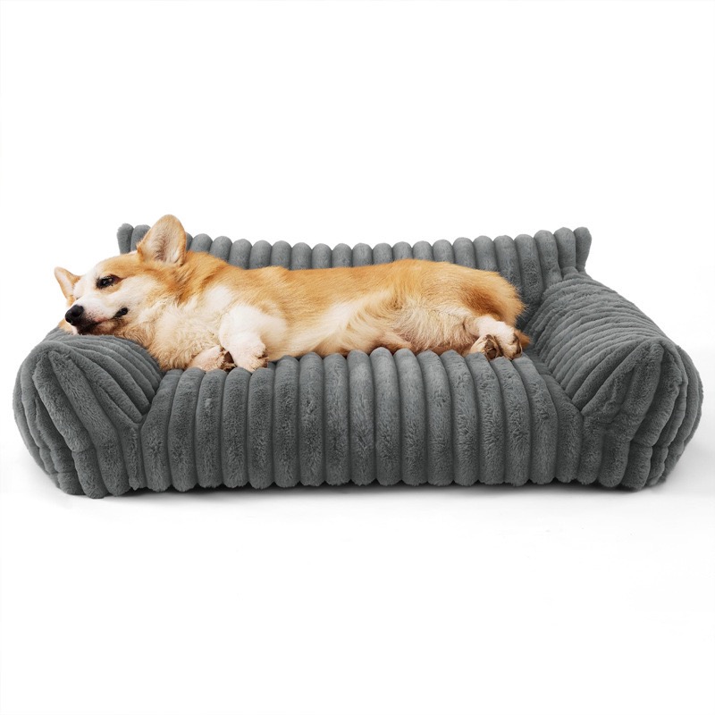 Warm Deep Sleep Pet Couch, 3-Sided Support Washable Anti-Anxiety Cat Dog Bed