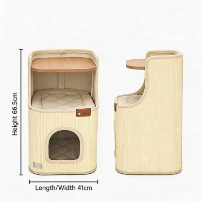 Sisal cat scratching post – 2-in-1 round bedside table cat bed holder