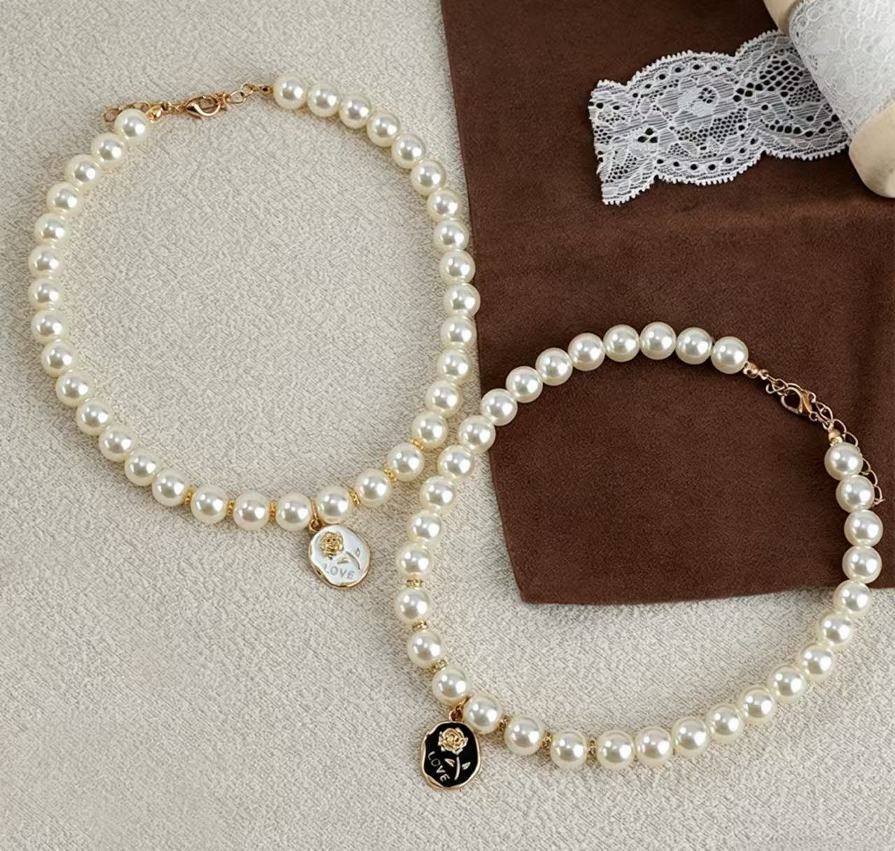 Rose Manor Series Pearl Pet Collar Necklace