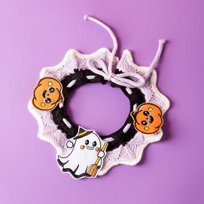 Cat-Halloween Pumpkin Knitted Collar