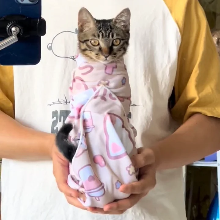 Self-adhesive cat wraps – prevent cats from scratching and escaping, and make nail trimming and ear cleaning easier.-Lucky darling