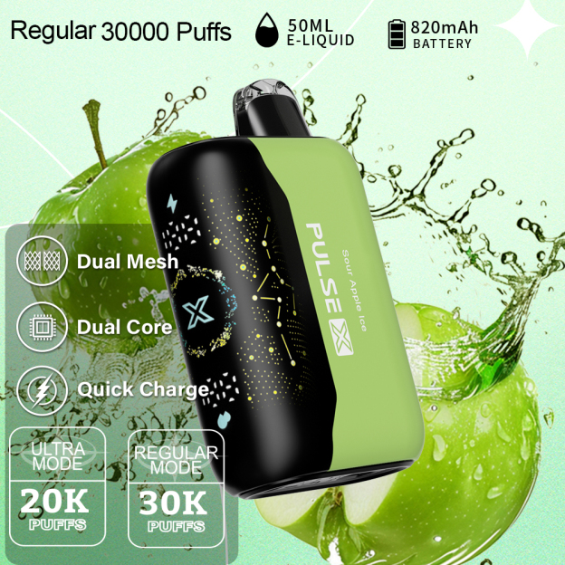 CRYSTAL MARY PulseX Disposable Electronic Cigarette 20000/30000 Two-puff Mode 10 Flavors