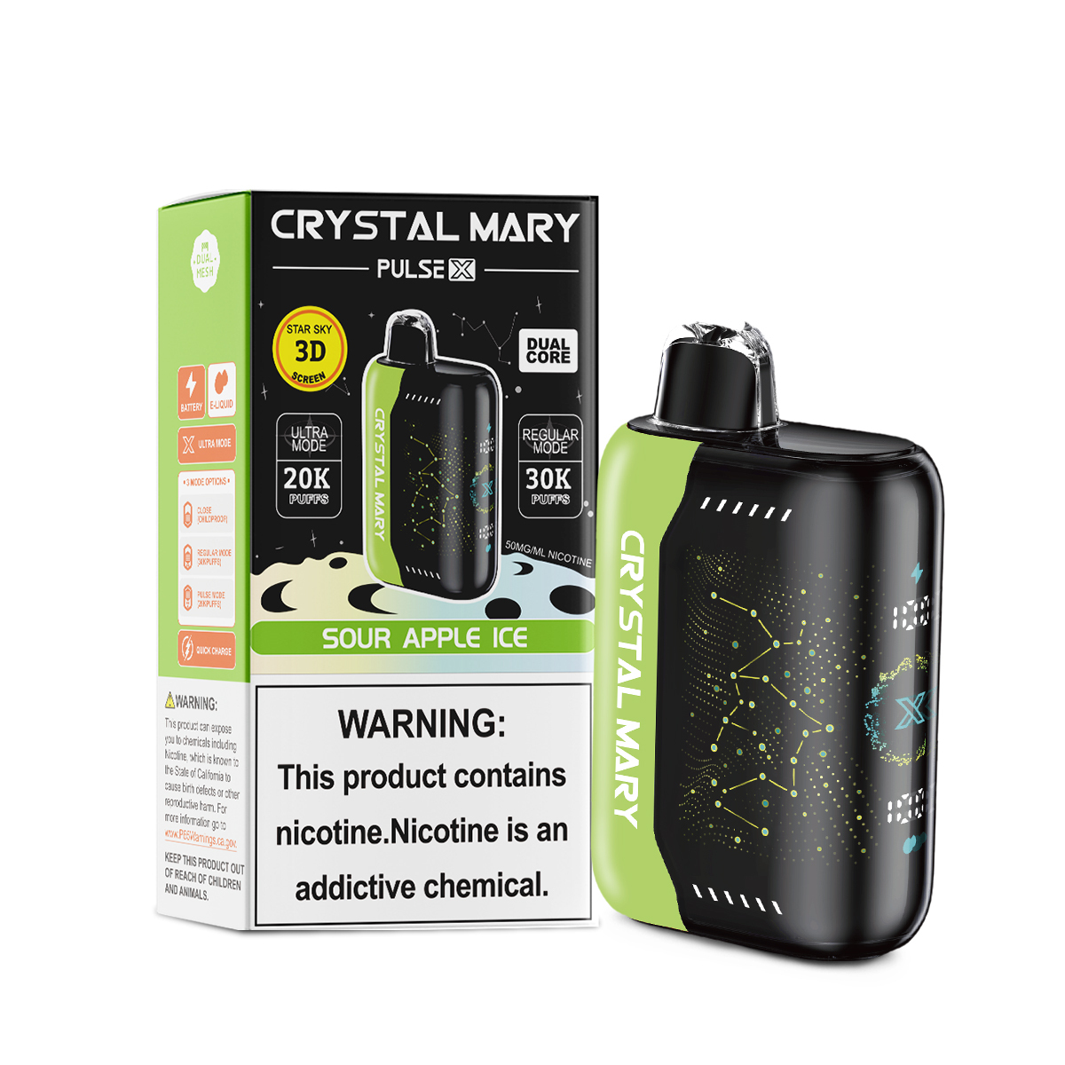 CRYSTAL MARY PulseX | 20K/30K Dual-Mode Disposable E-Cigarette | VPU Security System | 10 Popular Flavors
