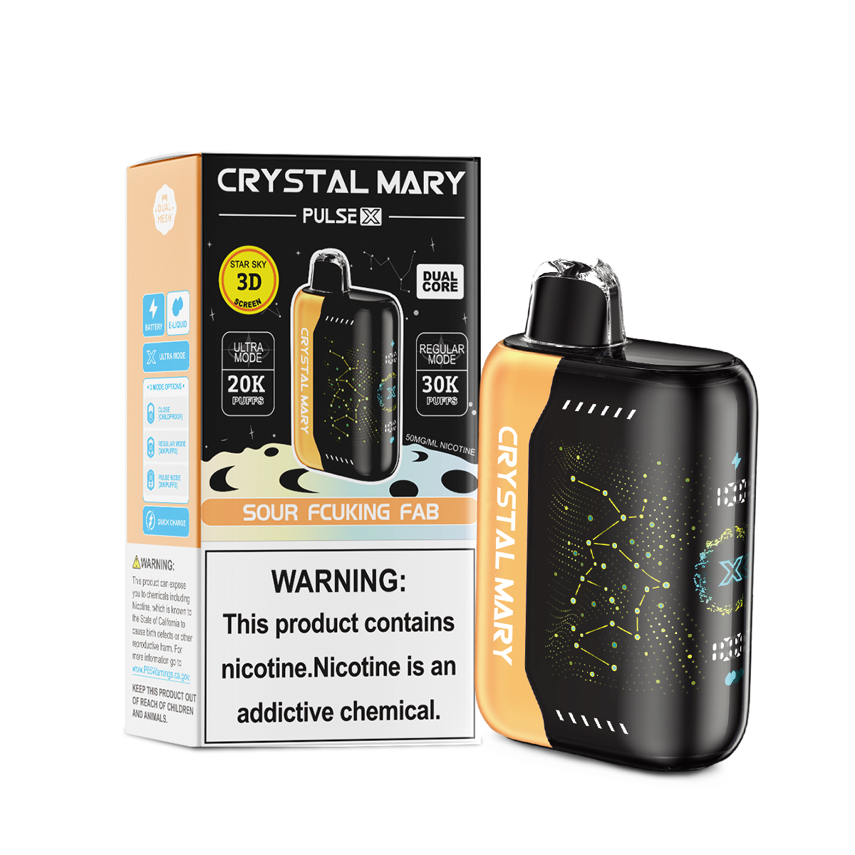 CRYSTAL MARY PulseX | 20K/30K Dual-Mode Disposable E-Cigarette | VPU Security System | 10 Popular Flavors