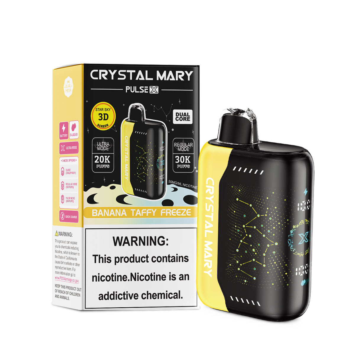 CRYSTAL MARY PulseX | 20K/30K Dual-Mode Disposable E-Cigarette | VPU Security System | 10 Popular Flavors