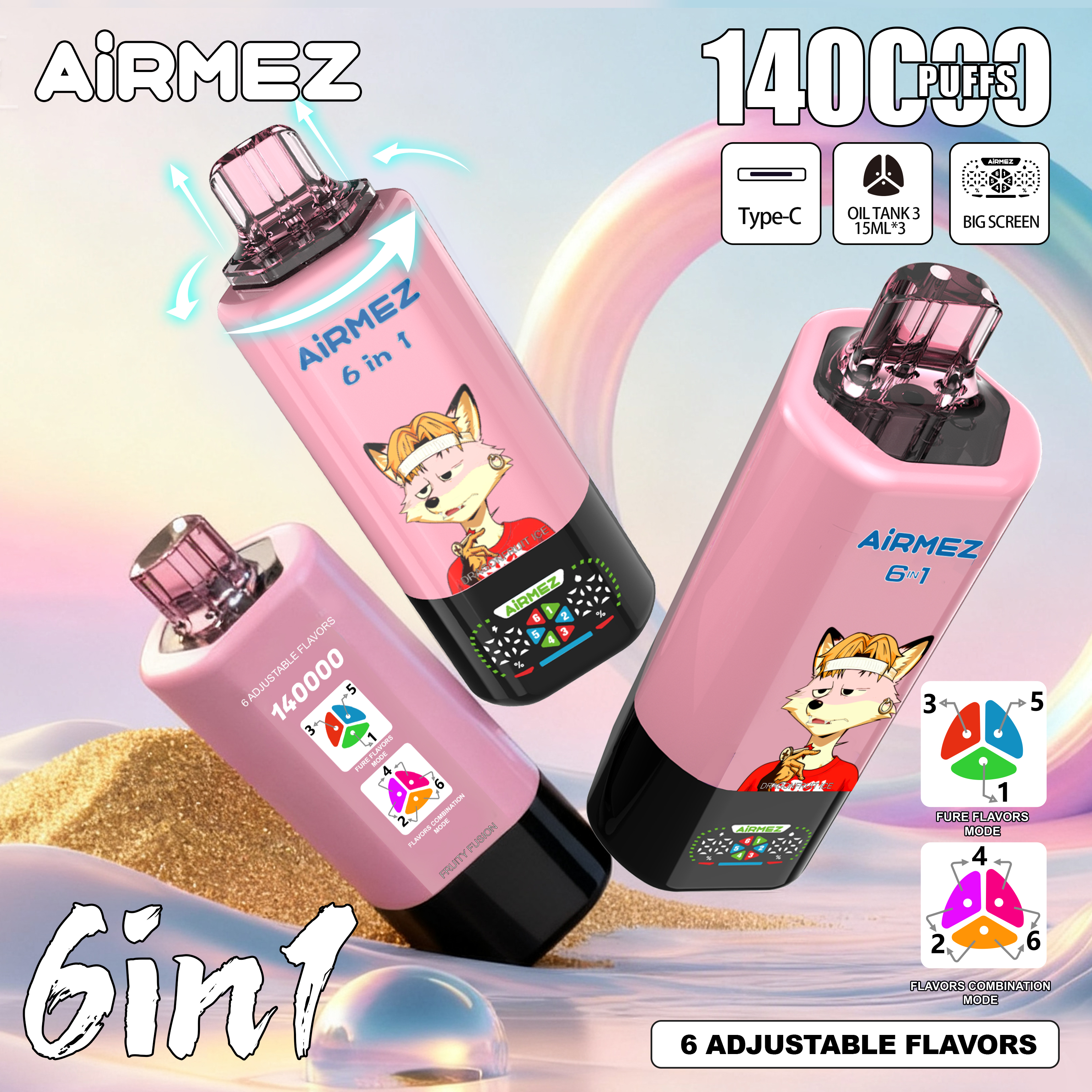 Airmez FOX 140000 Puffs 6 IN 1