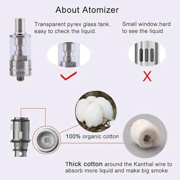 kamry k1000 Plus Atomizer 2ml Empty Tank for Wood Color e-cig Pipe