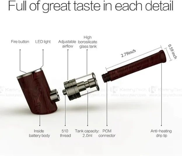 kamry k1000 Plus Wood black Color e-cig Pipe (Mouthpiece)