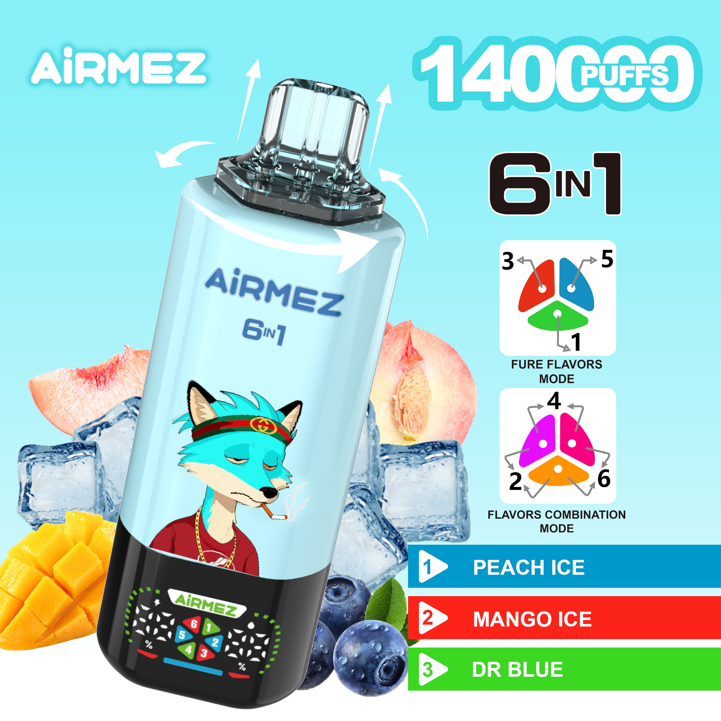 Airmez FOX 140000 Puffs 6 IN 1