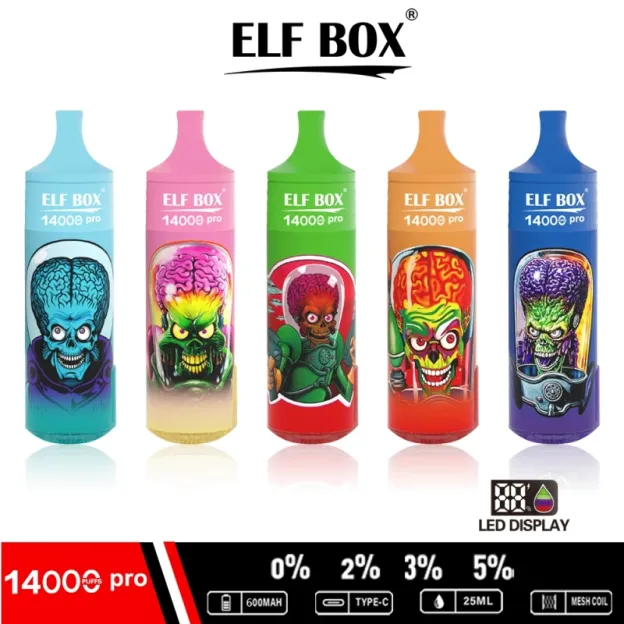 ELF BOX RGB 14000 Pro Disposable Vape Pen | 14000 Puffs | Mesh Coil | LED Display | RGB Light | 0% 2% 3% 5% Nicotine Wholesale - CloudovaVape