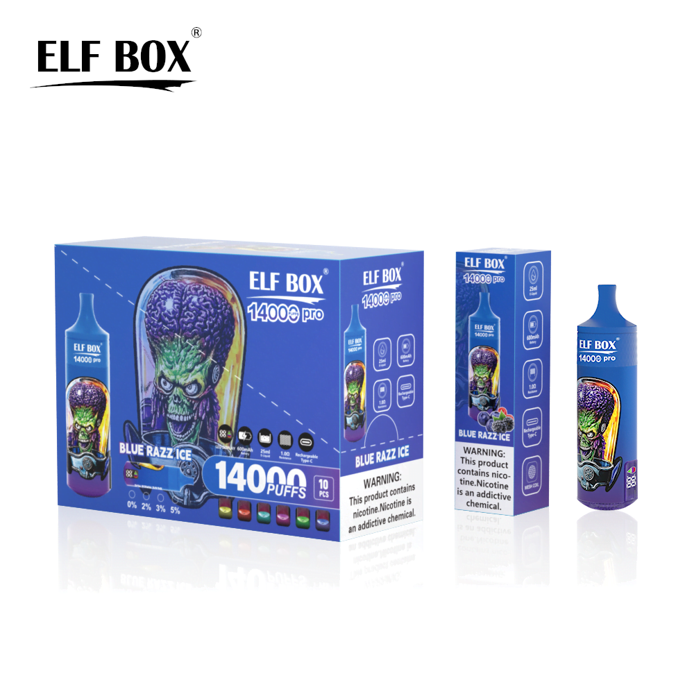 ELF BOX RGB 14000 Pro Disposable Vape Pen | 14000 Puffs | Mesh Coil | LED Display | RGB Light | 0% 2% 3% 5% Nicotine Wholesale - CloudovaVape