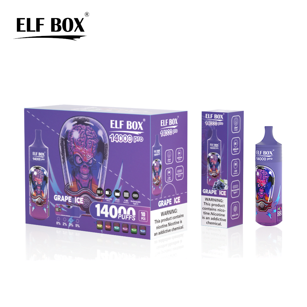 ELF BOX RGB 14000 Pro Disposable Vape Pen | 14000 Puffs | Mesh Coil | LED Display | RGB Light | 0% 2% 3% 5% Nicotine Wholesale - CloudovaVape
