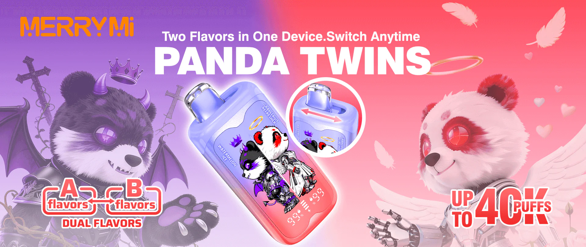 Merry Mi Panda Twins 40000 Puffs Hero Banner
