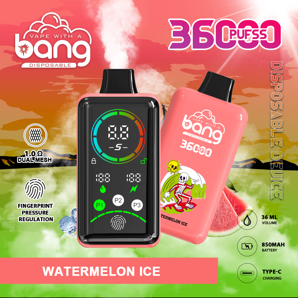 Bang 36000  Puffs Power Disposable Vape | 36,000 Puffs | Advanced Fingerprint & Adjustable Power | Dual Mesh Coil