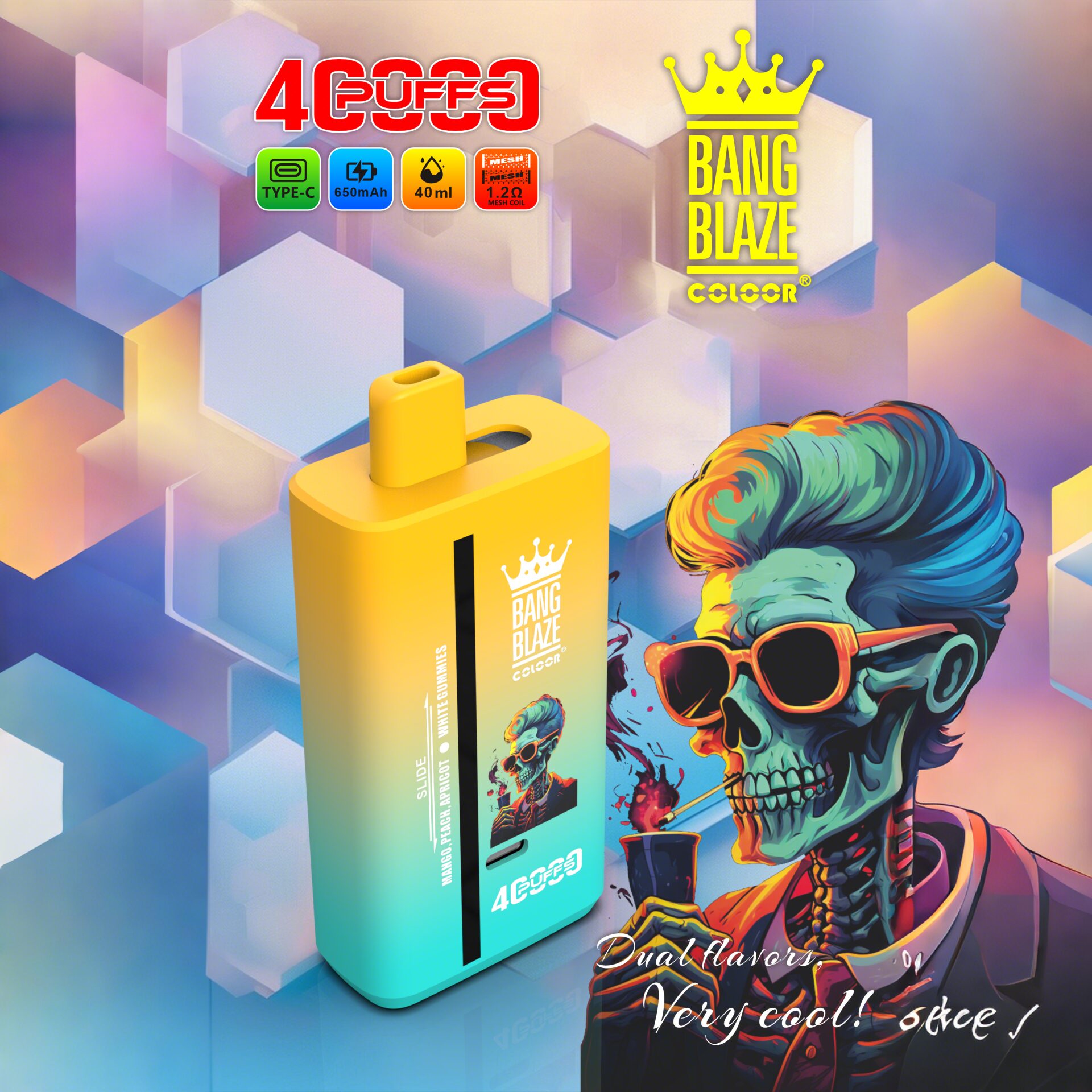 Bang Blaze 40K Dual Flavor Disposable Vape | 40,000 Puffs | 40mL E-liquid | Dual Mesh Coil | Rechargeable Type-C | 32 Flavors