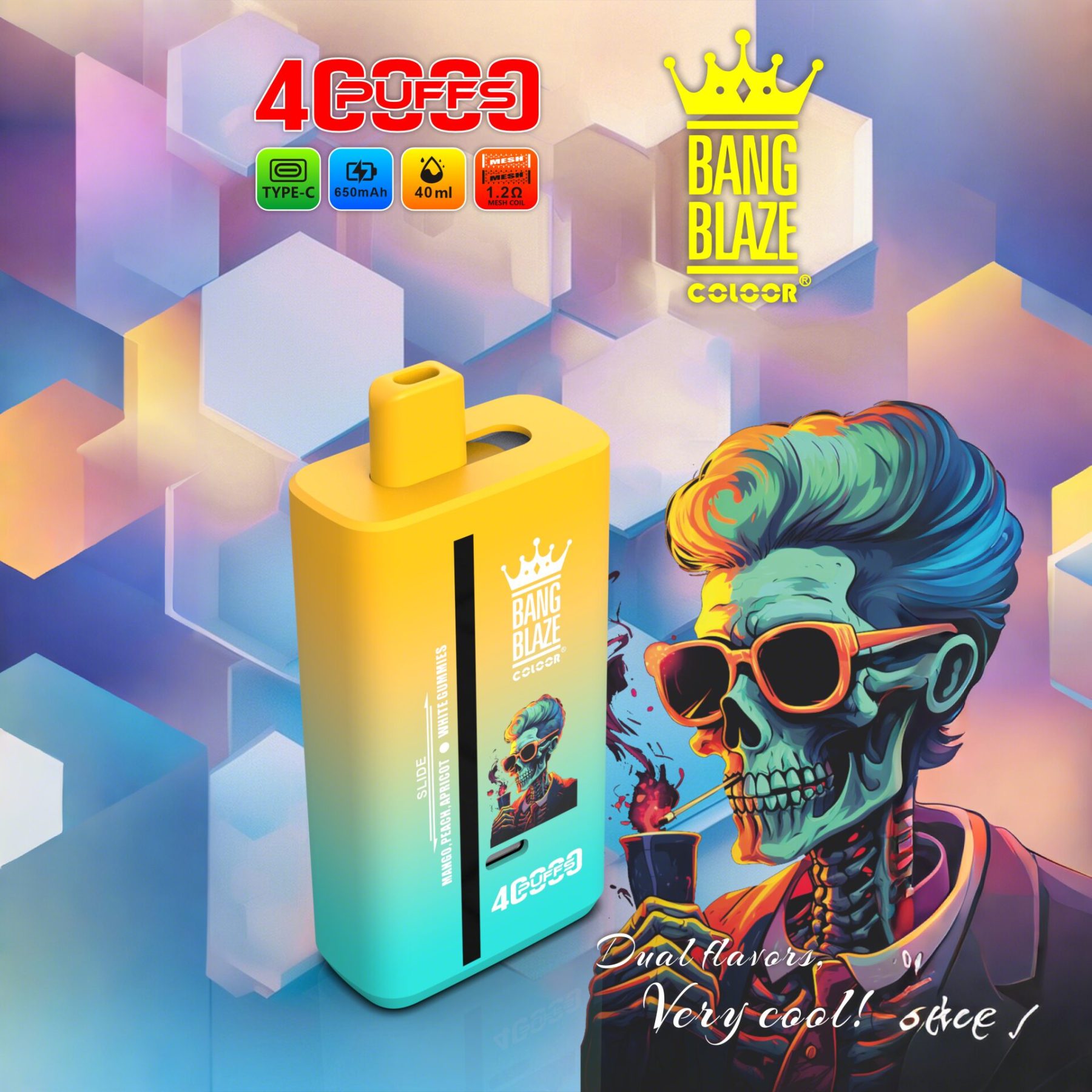 Bang Blaze 40K Dual Flavor Disposable Vape | 40,000 Puffs | 40mL E-liquid | Dual Mesh Coil | Rechargeable Type-C | 32 Flavors