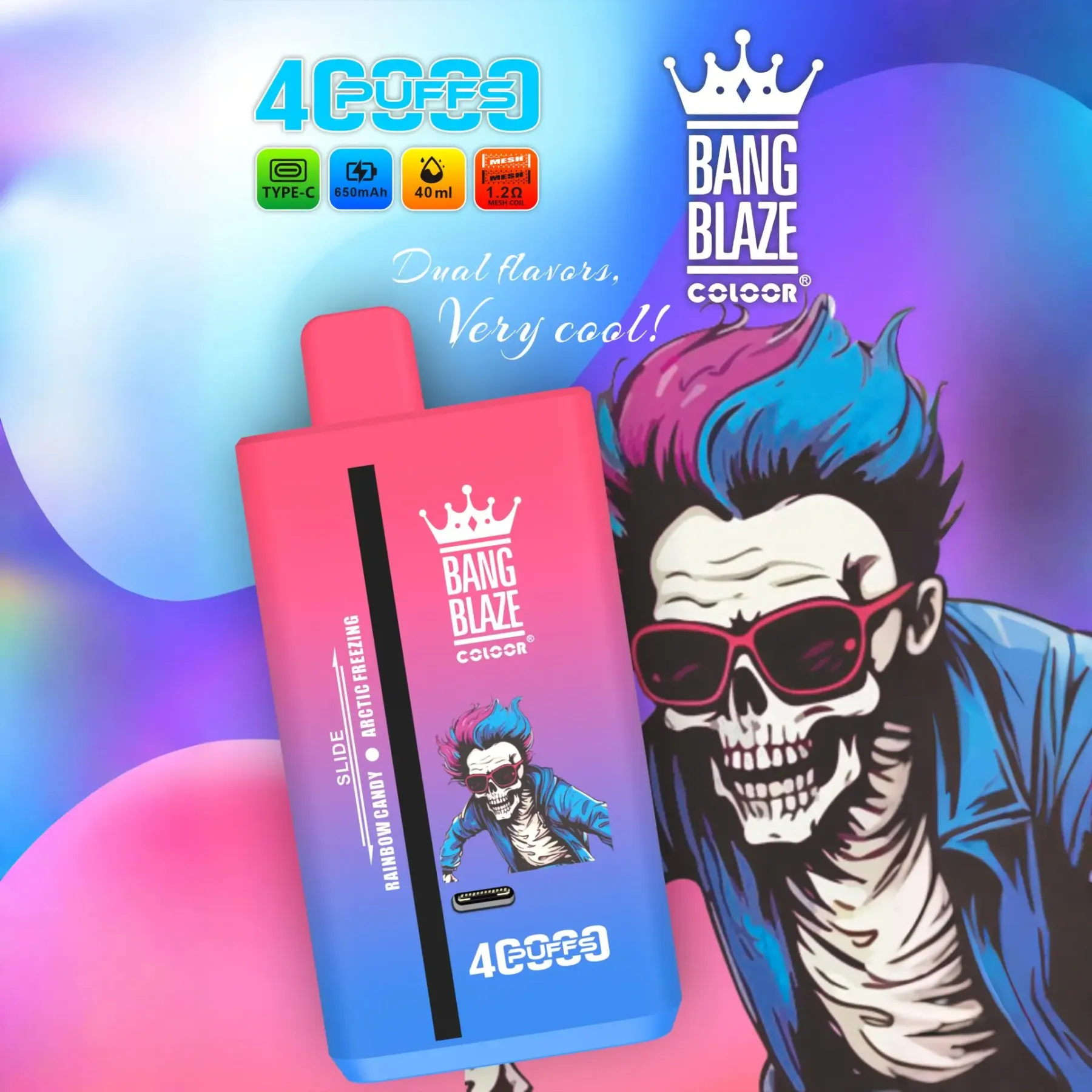 Bang Blaze 40K Dual Flavor Disposable Vape | 40,000 Puffs | 40mL E-liquid | Dual Mesh Coil | Rechargeable Type-C | 32 Flavors