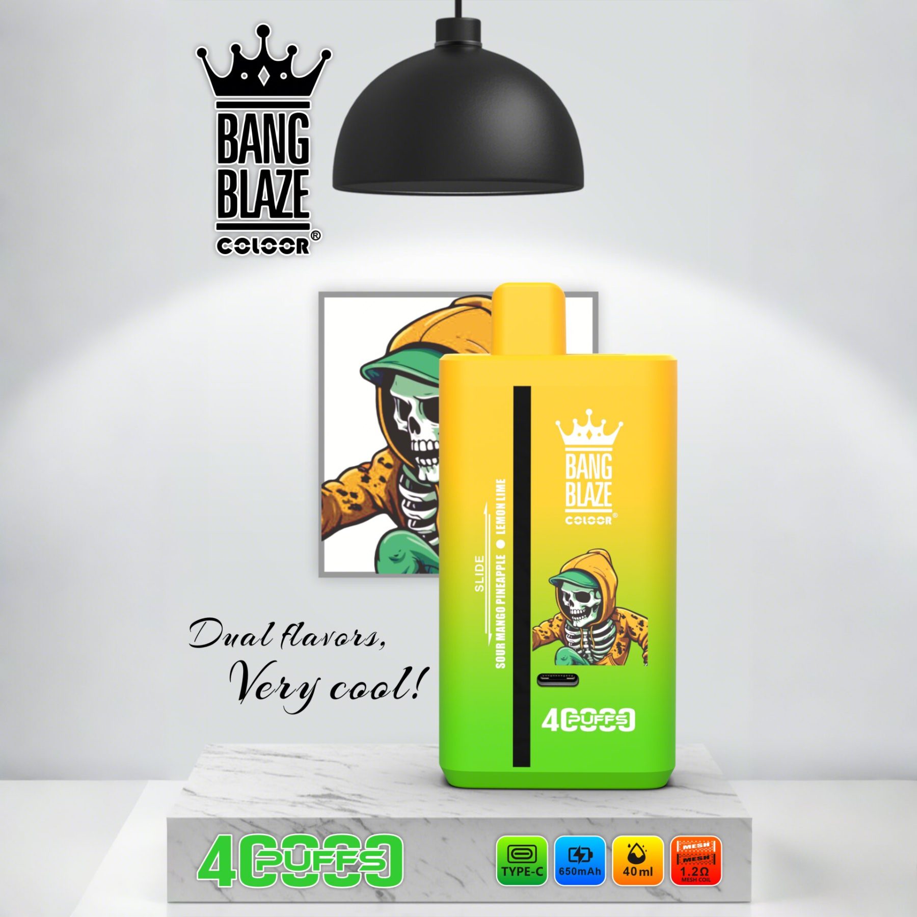 Bang Blaze 40K Dual Flavor Disposable Vape | 40,000 Puffs | 40mL E-liquid | Dual Mesh Coil | Rechargeable Type-C | 32 Flavors