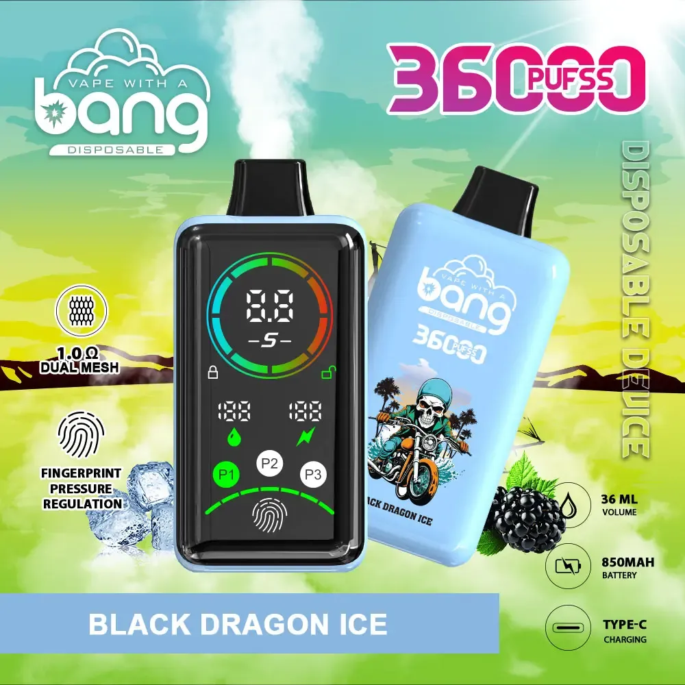 Bang 36000  Puffs Power Disposable Vape | 36,000 Puffs | Advanced Fingerprint & Adjustable Power | Dual Mesh Coil