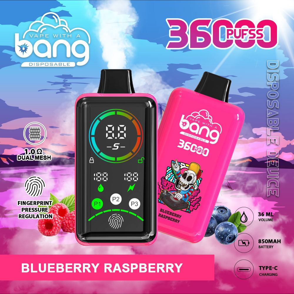 Bang 36000  Puffs Power Disposable Vape | 36,000 Puffs | Advanced Fingerprint & Adjustable Power | Dual Mesh Coil
