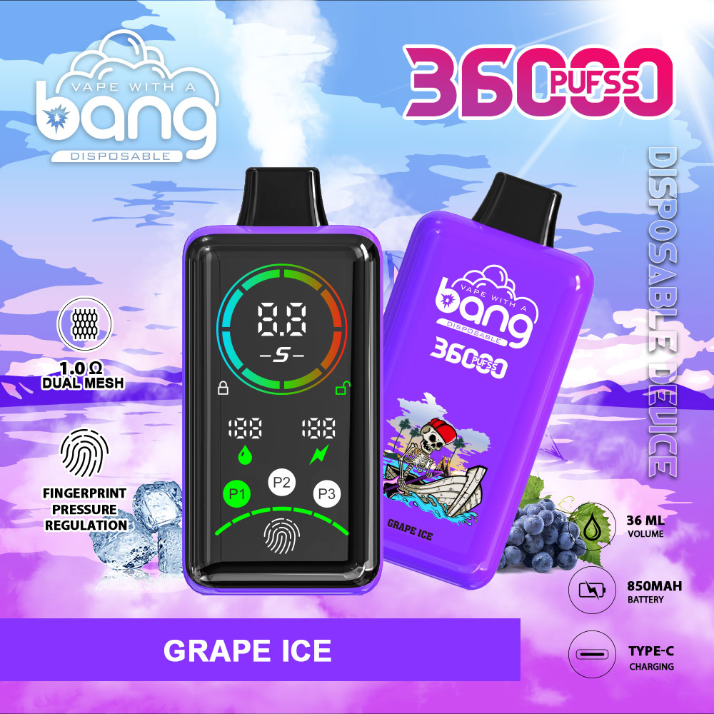 Bang 36000  Puffs Power Disposable Vape | 36,000 Puffs | Advanced Fingerprint & Adjustable Power | Dual Mesh Coil