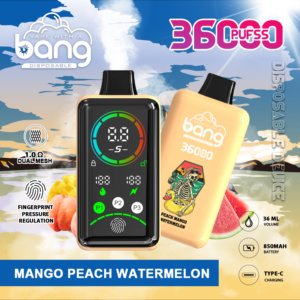 Bang 36000  Puffs Power Disposable Vape | 36,000 Puffs | Advanced Fingerprint & Adjustable Power | Dual Mesh Coil