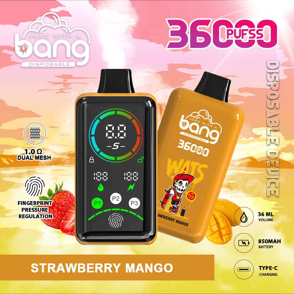 Bang 36000  Puffs Power Disposable Vape | 36,000 Puffs | Advanced Fingerprint & Adjustable Power | Dual Mesh Coil