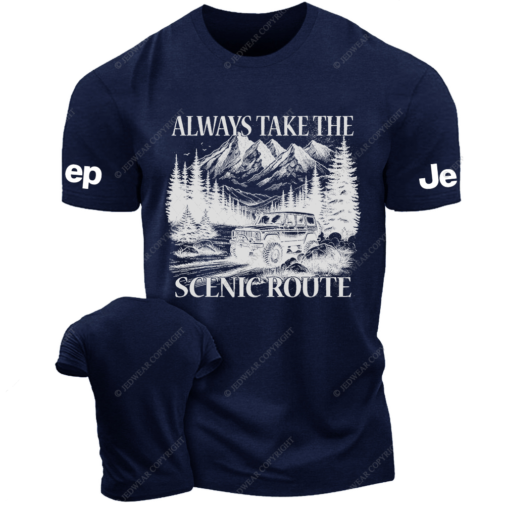 Always Take The Scenic Route Camping Travel Adventure Hiking Jp T-Shirt