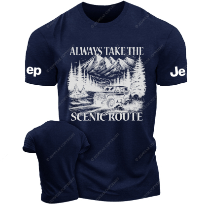 Always Take The Scenic Route Camping Travel Adventure Hiking Jp T-Shirt