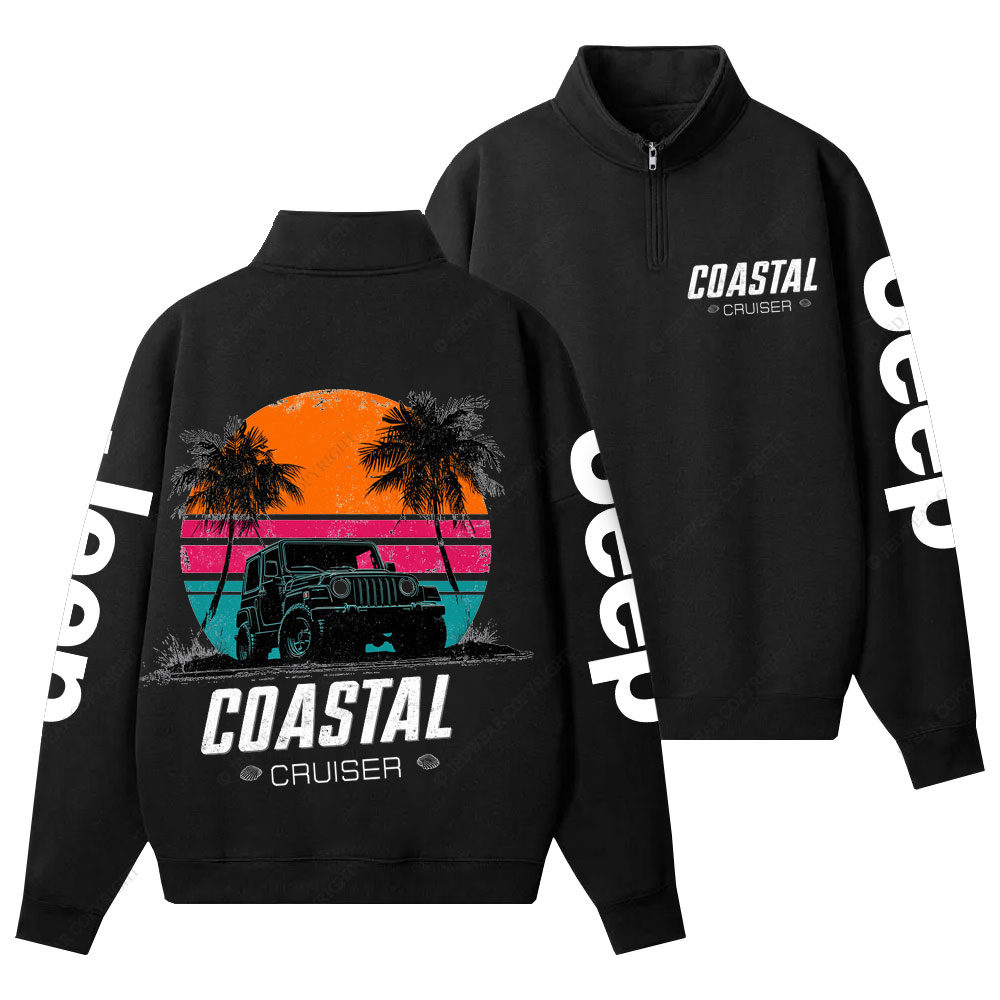 Palm Tree COASTAL CRUISER Jp Half-Zip Jacket Sweatshirt