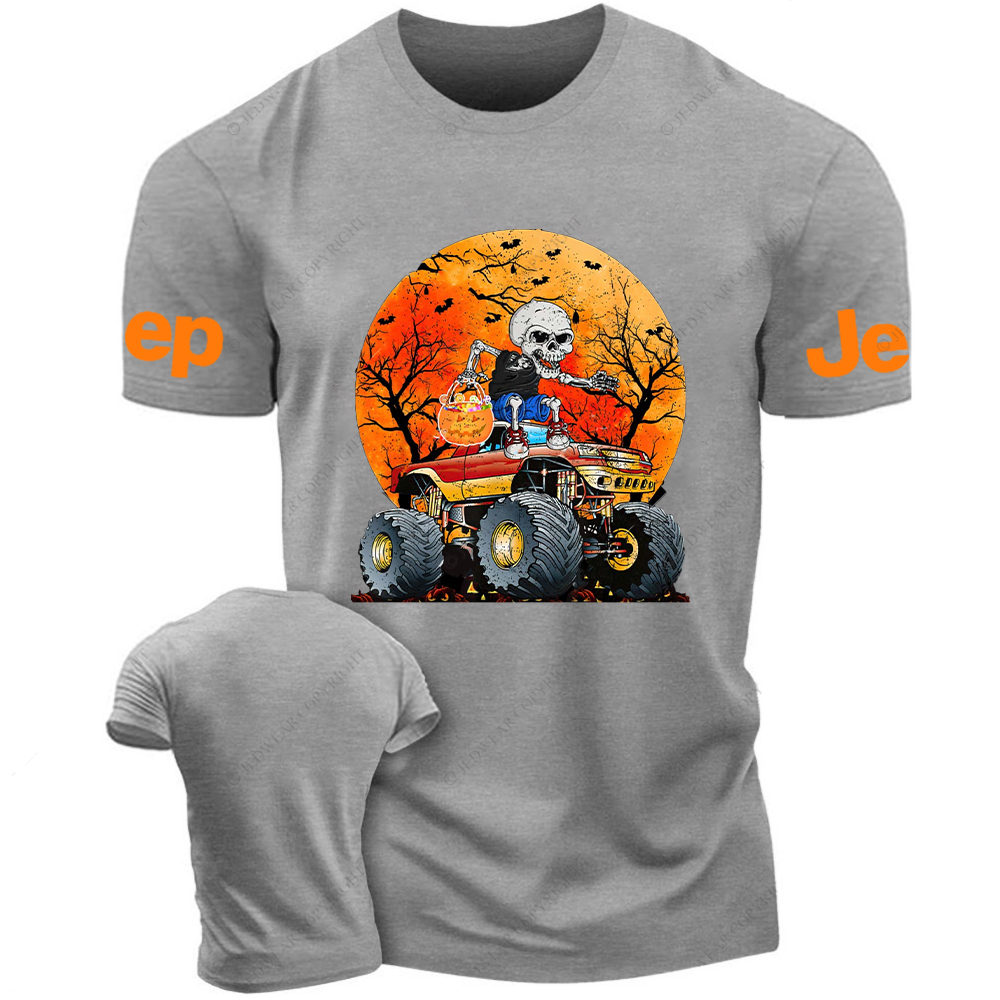 Skeleton Monster Truck Kid Boy Moon Candy Halloween Jp T-Shirt