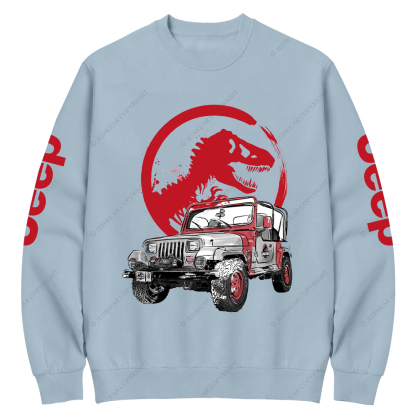 Dinosaur On The Back Of An Off-Road Vehicle Jp Crew Neck Sweatshirt