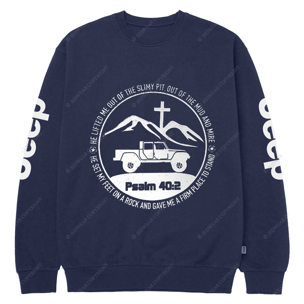 Religion The Lifted Me Out Of The Slimy Pit Psalm 40:2 Jp Crew Neck Sweatshirt