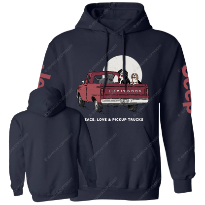 Life Is Good Women's Peace Love Pickup Trucks Jp Casual Hoodie