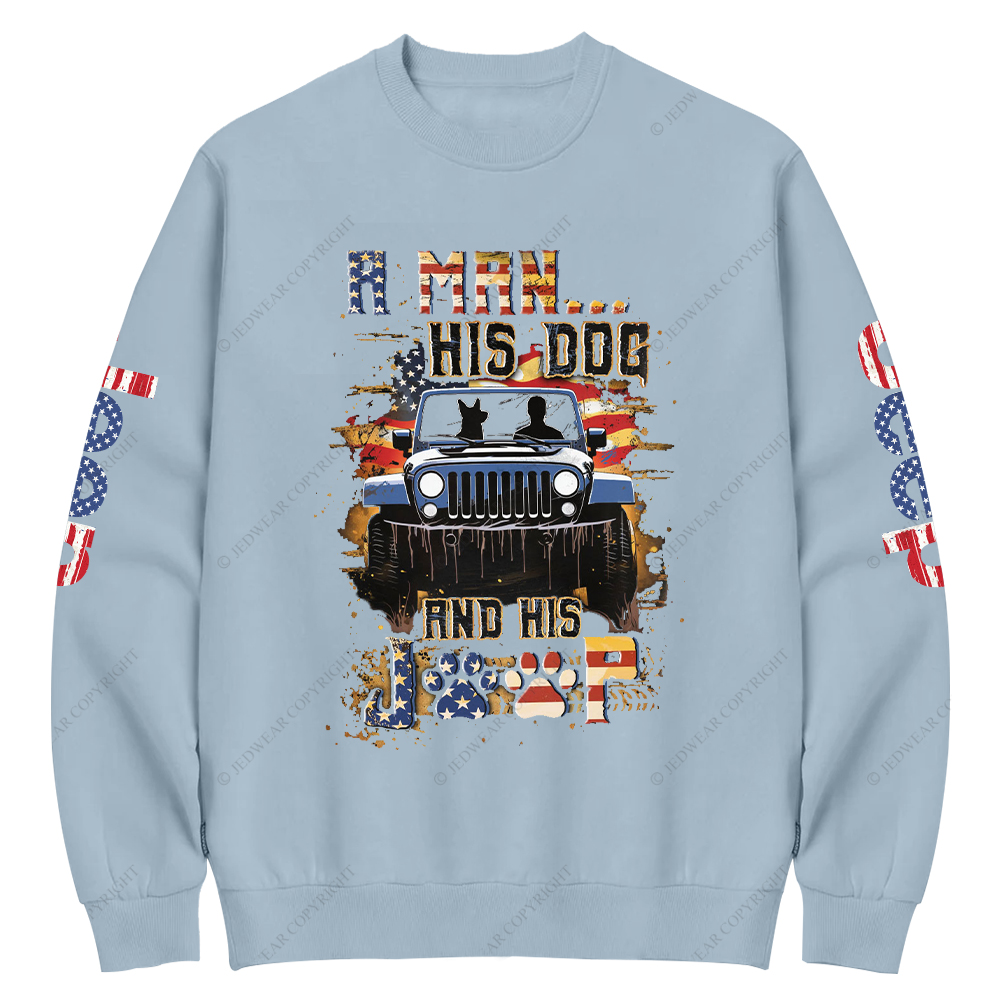 A Man His Dog And His Car Jp Crew Neck Sweatshirt