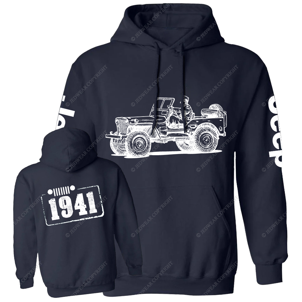 Black And White Sketch Front And Rear Design Since 1941 Jp Casual Hoodie